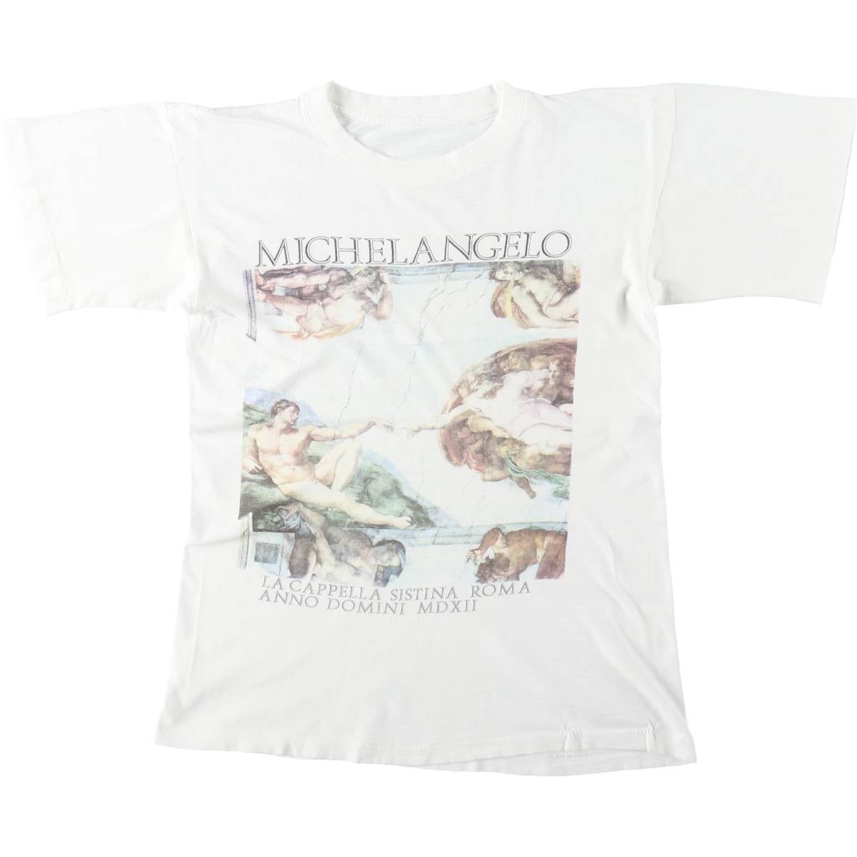 古着 90年代 ミケランジェロ アダムの創造 プリントTシャツ メンズS