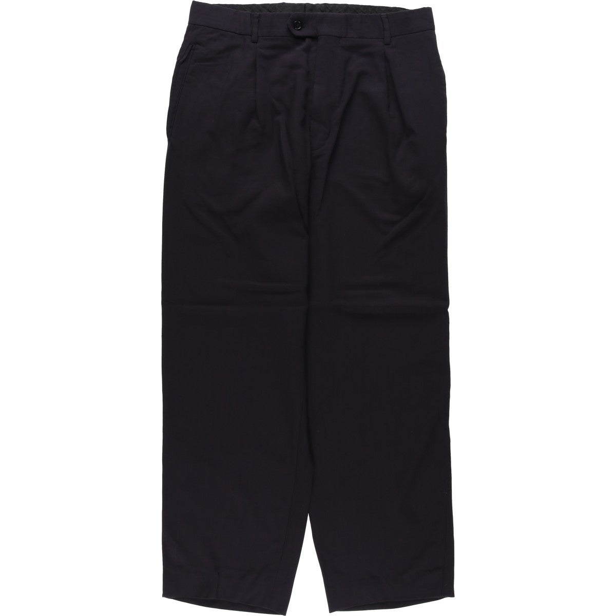 00s old DKNY ブラック レーヨン ワイドスラックス ダナキャラン 古着 ダナキャランニューヨーク DKNY ワンタック ポリ×ウールパンツ