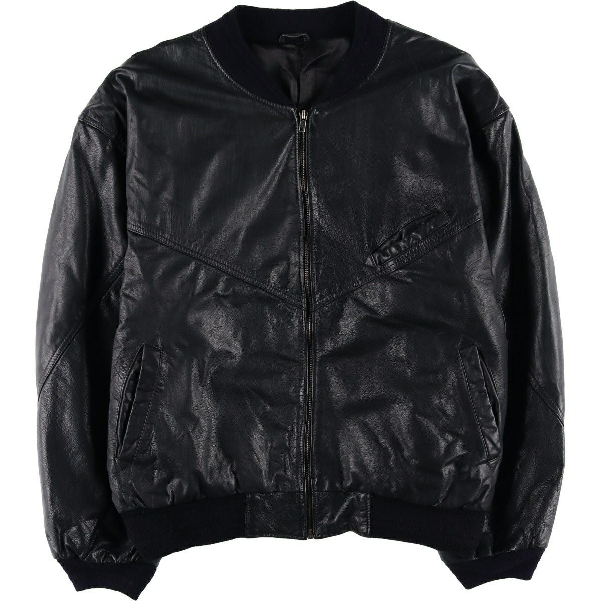 古着 PORTOBELLOS 中綿入り レザーブルゾン イタリア製 メンズXL相当
