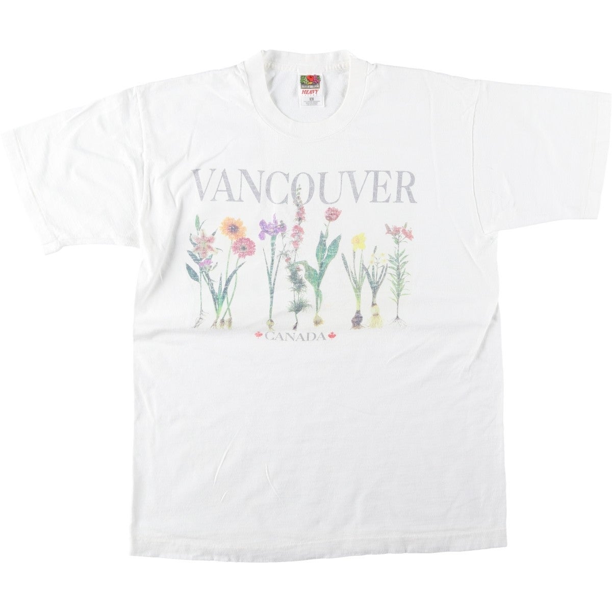 90s花柄 ランAnvil Vandaアート Tシャツ USA製ヴィンテージ 古着 90年代 フルーツオブザルーム FRUIT OF THE LOOM HEAVY cotton 花