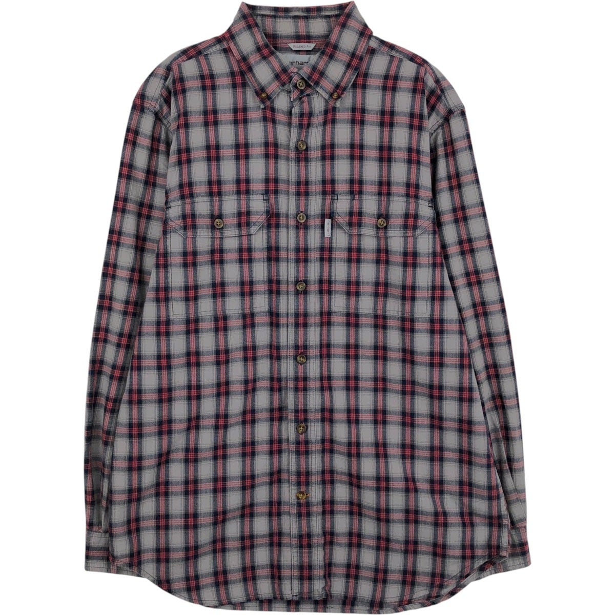 未使用 90年代 カーハート Carhartt 長袖 ボタンダウンチェックシャツ 古着 カーハート Carhartt RELAXED FIT チェック柄 長袖 ボタンダウン