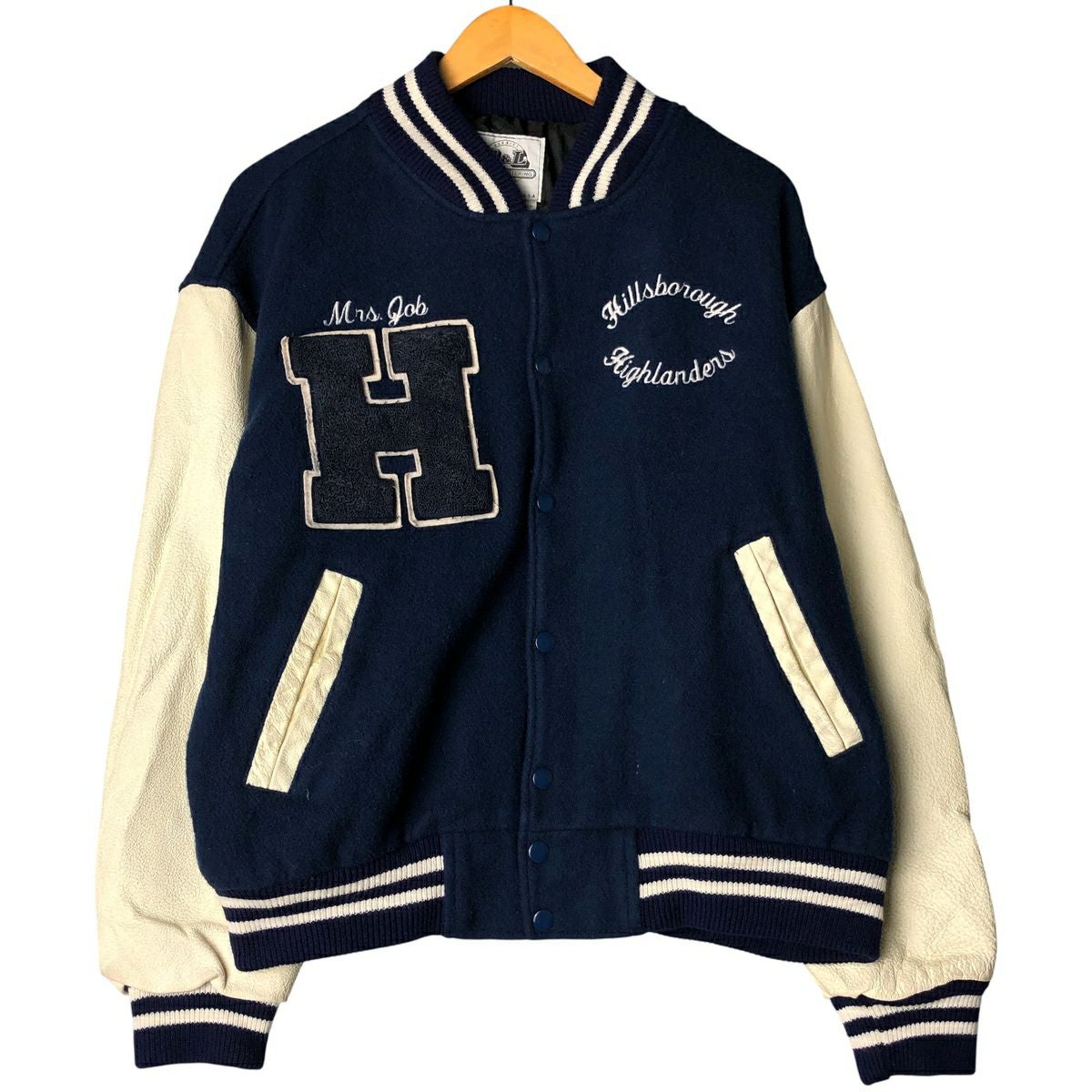 古着 ～90年代 Holloway 袖革ウールボタンスタジャン バーシティ