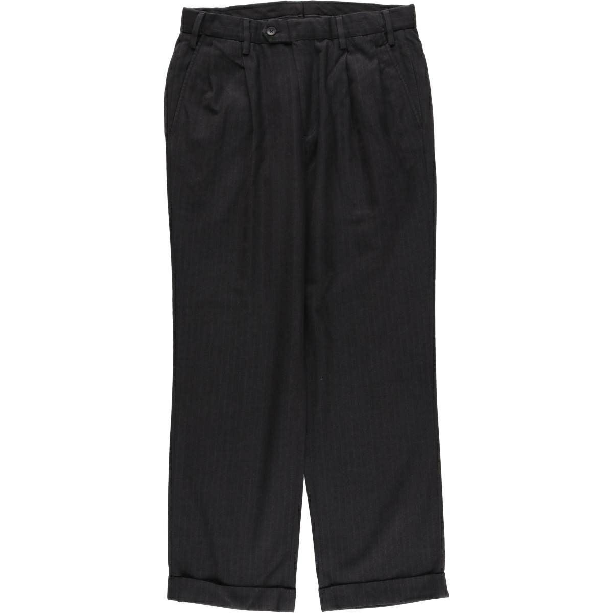 古着 Zanella チェック柄 ツータック スラックス ワイドパンツ