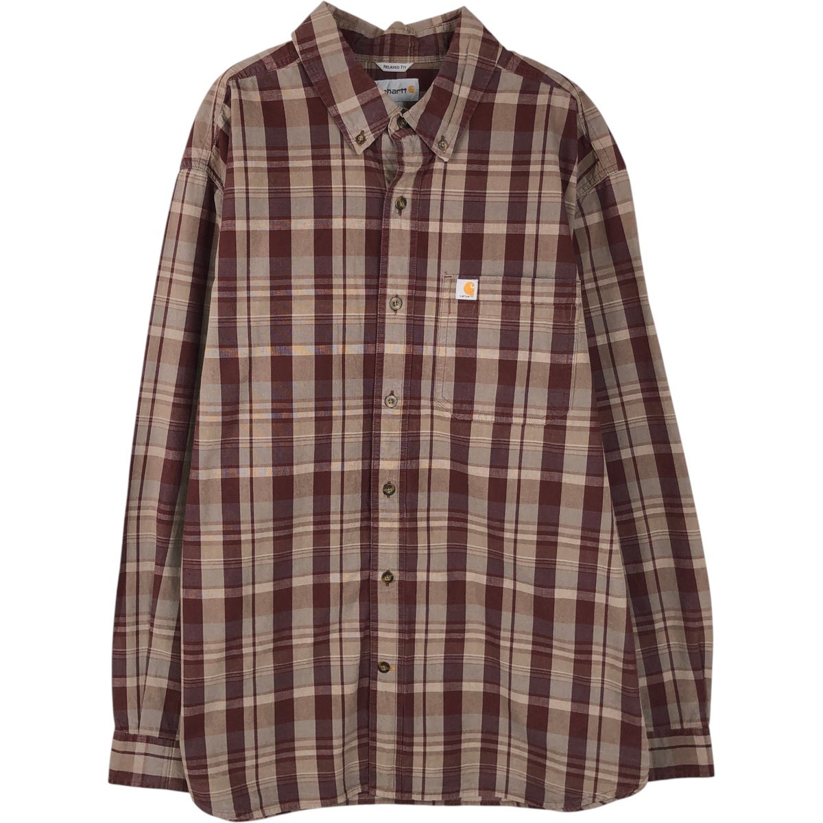 古着 カーハート Carhartt RELAXED FIT チェック柄 長袖 ボタンダウン
