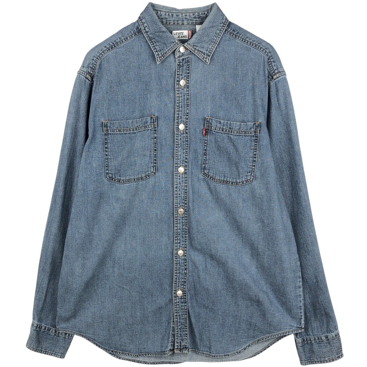 古着 00年代 リーバイス Levis ストライプ柄 長袖 デニムシャツ メンズ