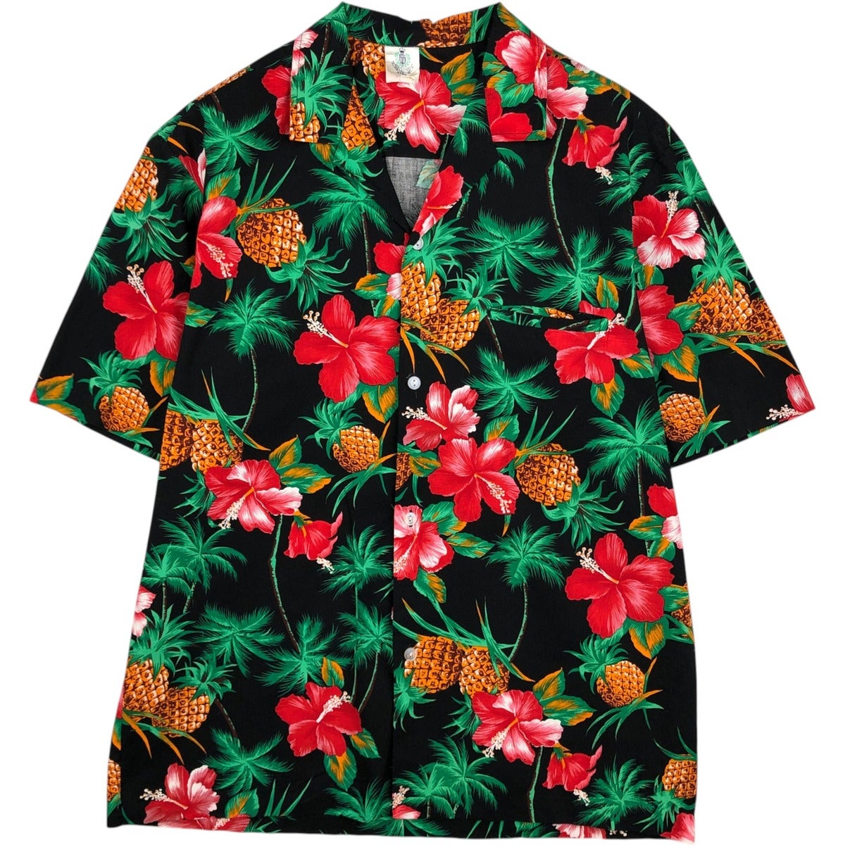 古着 ステューシー STUSSY 総柄 リーフ柄 オープンカラー レーヨン