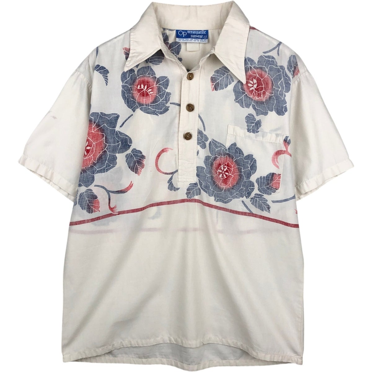 古着 ステューシー STUSSY 総柄 リーフ柄 オープンカラー レーヨン