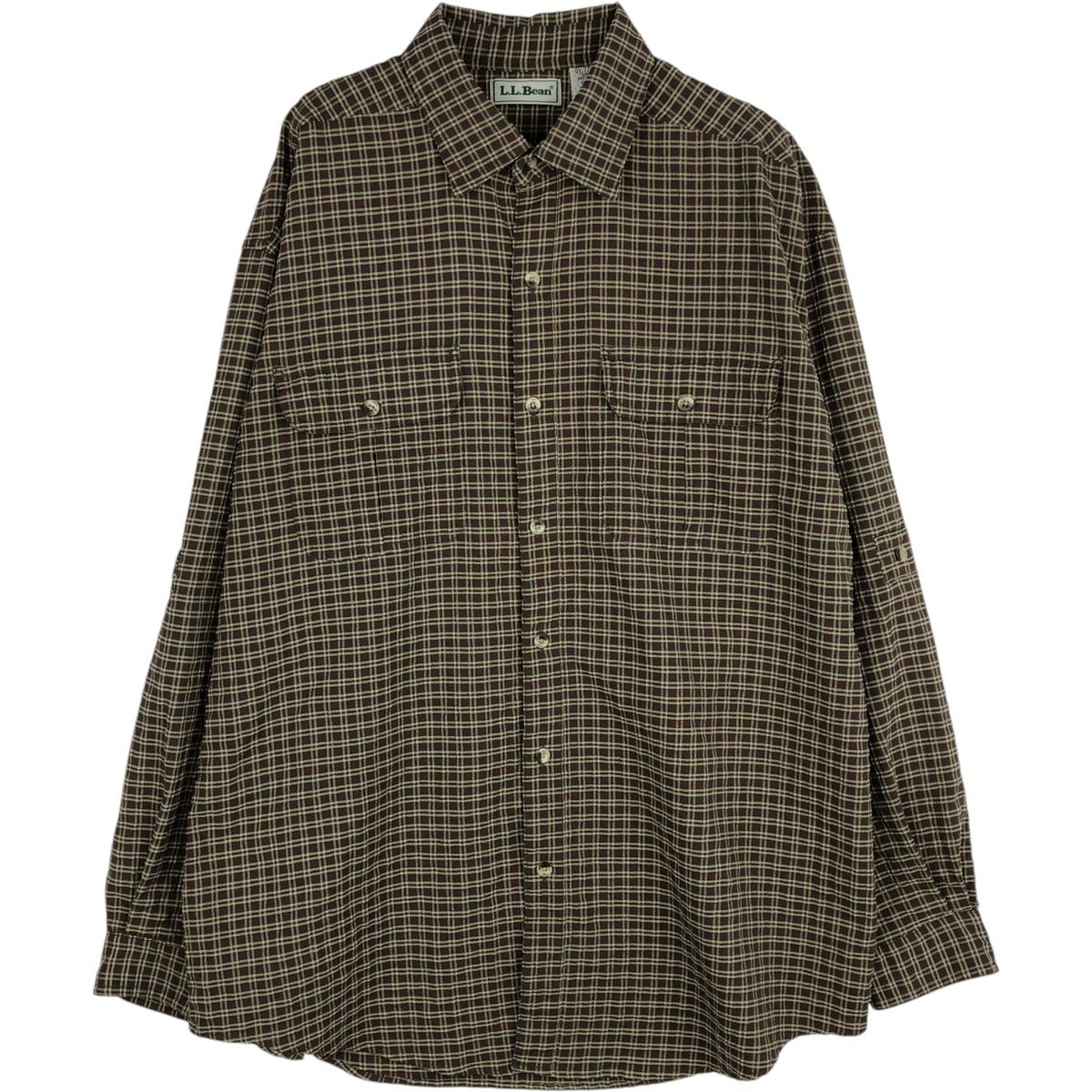 【koas様】未使用 80's 90's L.L. Bean足跡柄 マット 古着 ～90年代 エルエルビーン L.L.Bean シアサッカー 半袖 ボタン