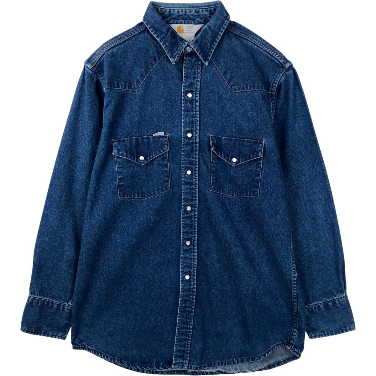 古着 カーハート Carhartt 長袖 デニム ウエスタンシャツ メンズM相当