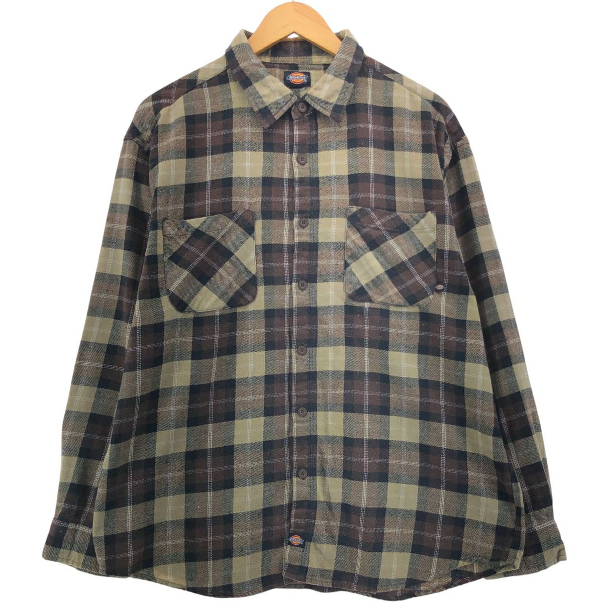 古着 ディッキーズ Dickies 長袖 フランネルチェックシャツ メンズL