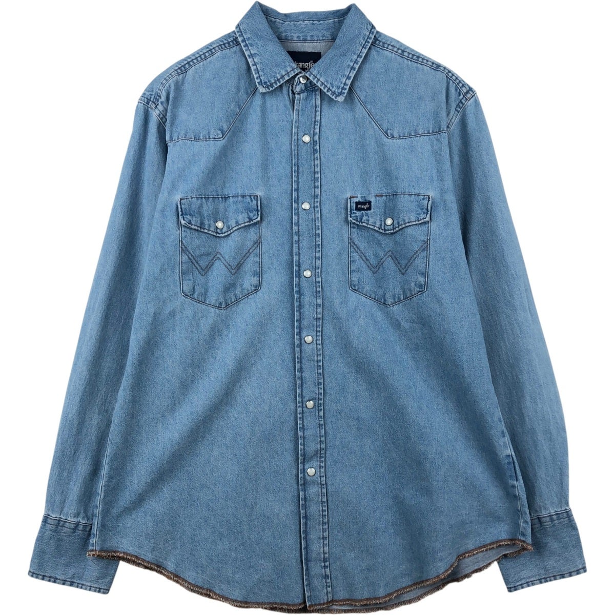 古着 ラングラー Wrangler 長袖 デニムウエスタンシャツ メンズM相当