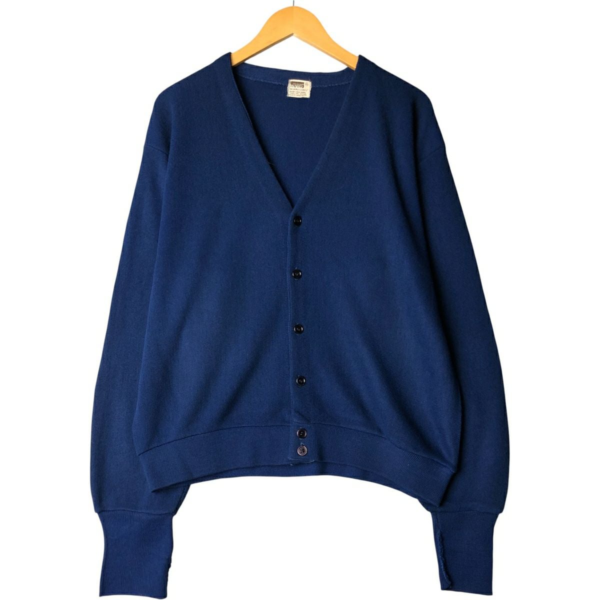 古着 70年代 Jockey モヘア混 アクリルニットカーディガン メンズM相当