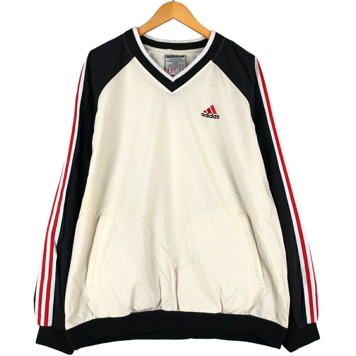 古着 80～90年代 アディダス adidas ストライプ柄 Vネック サッカー