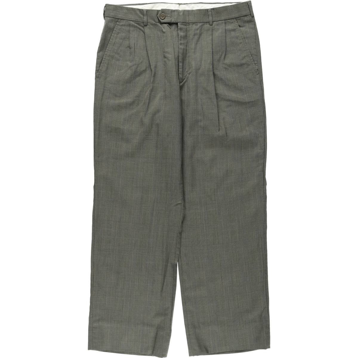 古着 Zanella チェック柄 ツータック スラックス ワイドパンツ 古着 Zanella チェック柄 ツータック スラックス ワイドパンツ