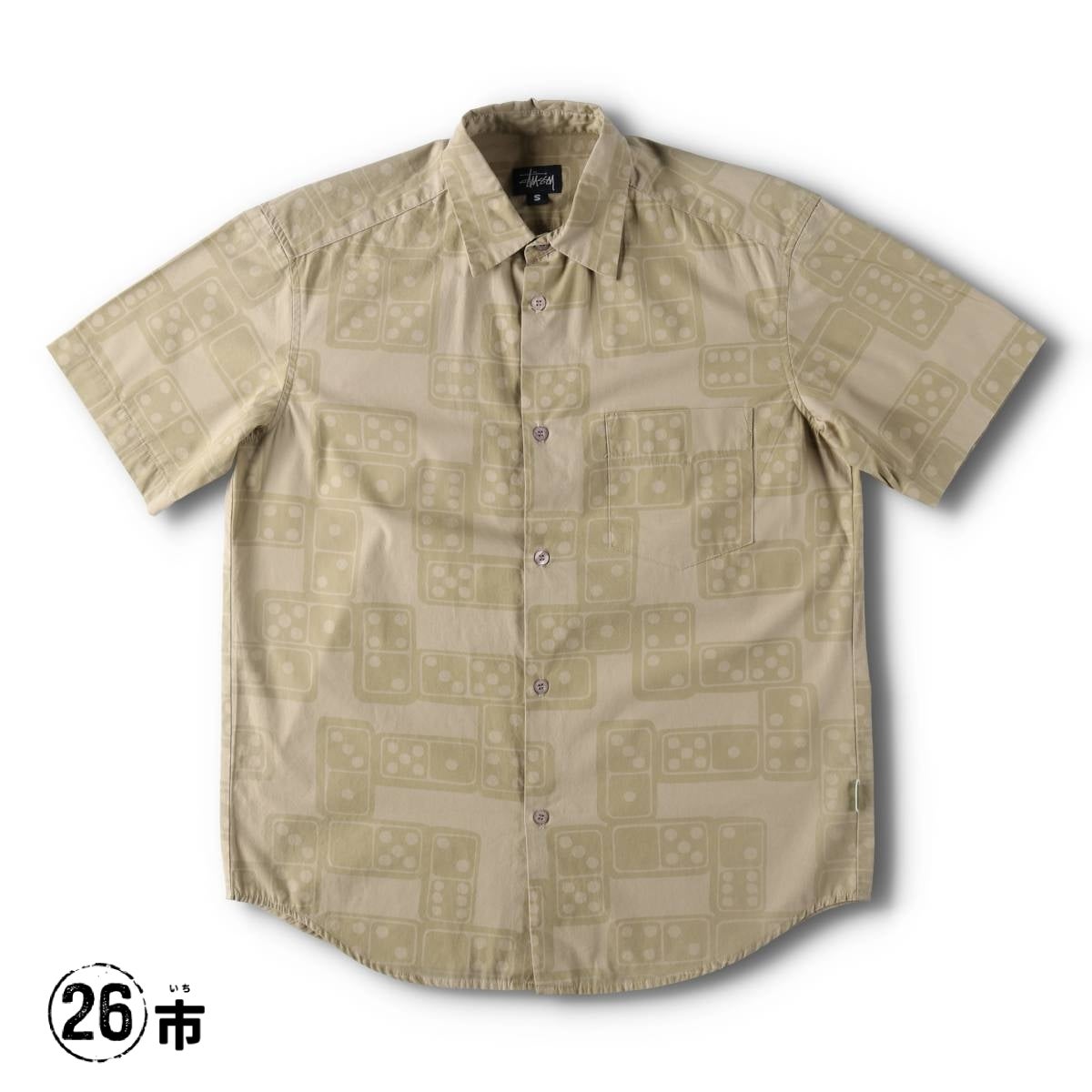 古着 90年代 ステューシー STUSSY 総柄 半袖 コットンシャツ サイコロ