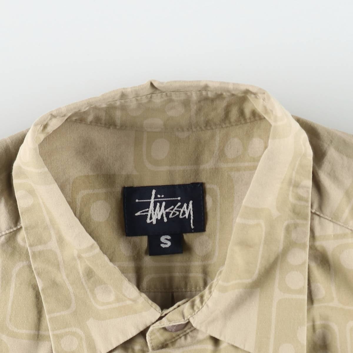 古着 90年代 ステューシー STUSSY 総柄 半袖 コットンシャツ サイコロ