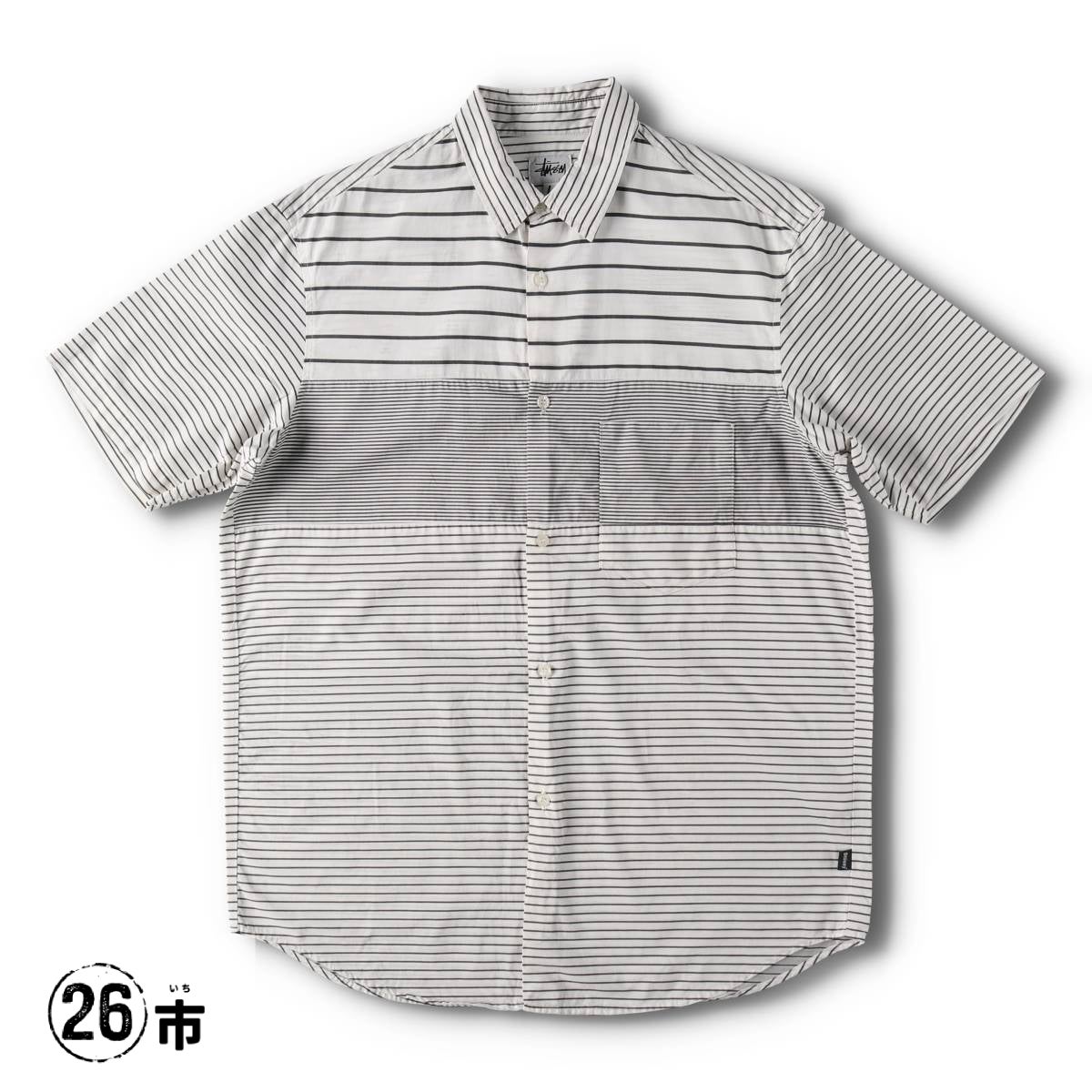 古着 00年代 ステューシー STUSSY 半袖 コットン ストライプシャツ USA