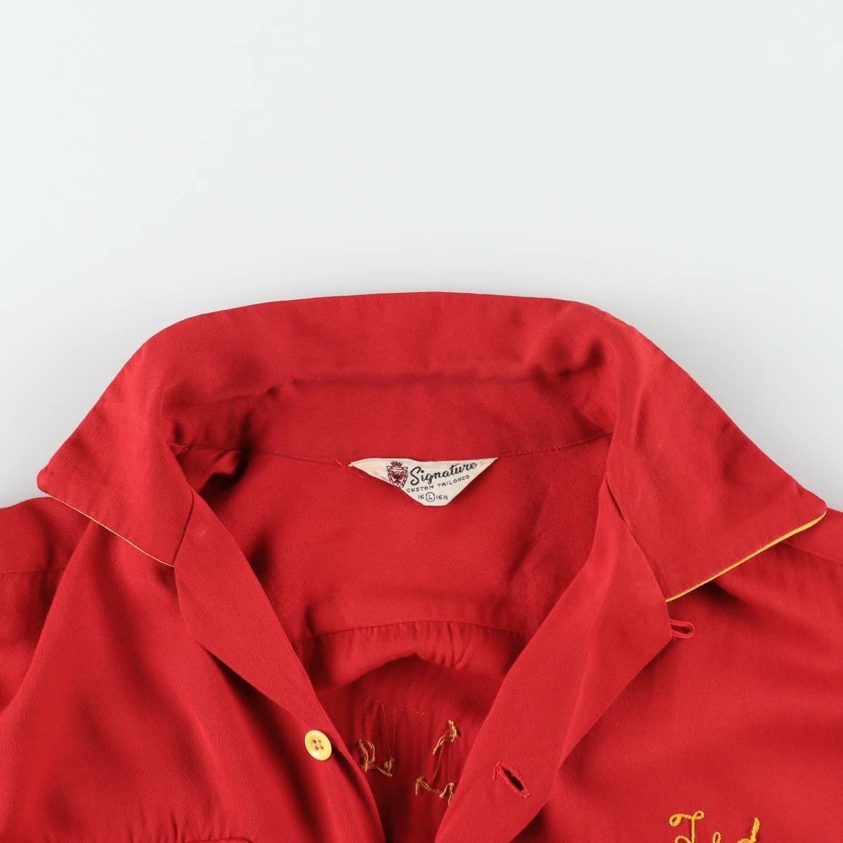 古着 50～60年代 Signature オープンカラー レーヨン ボウリングシャツ