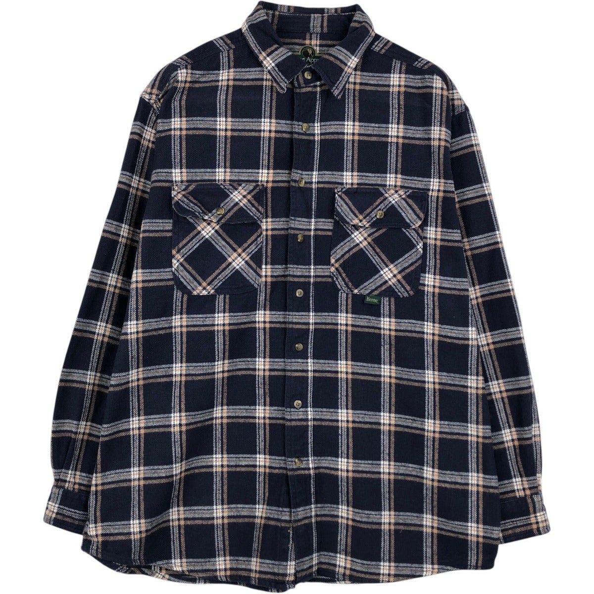 古着 90年代 Berne Apparel 長袖 ヘビーネルチェックシャツ メンズXL