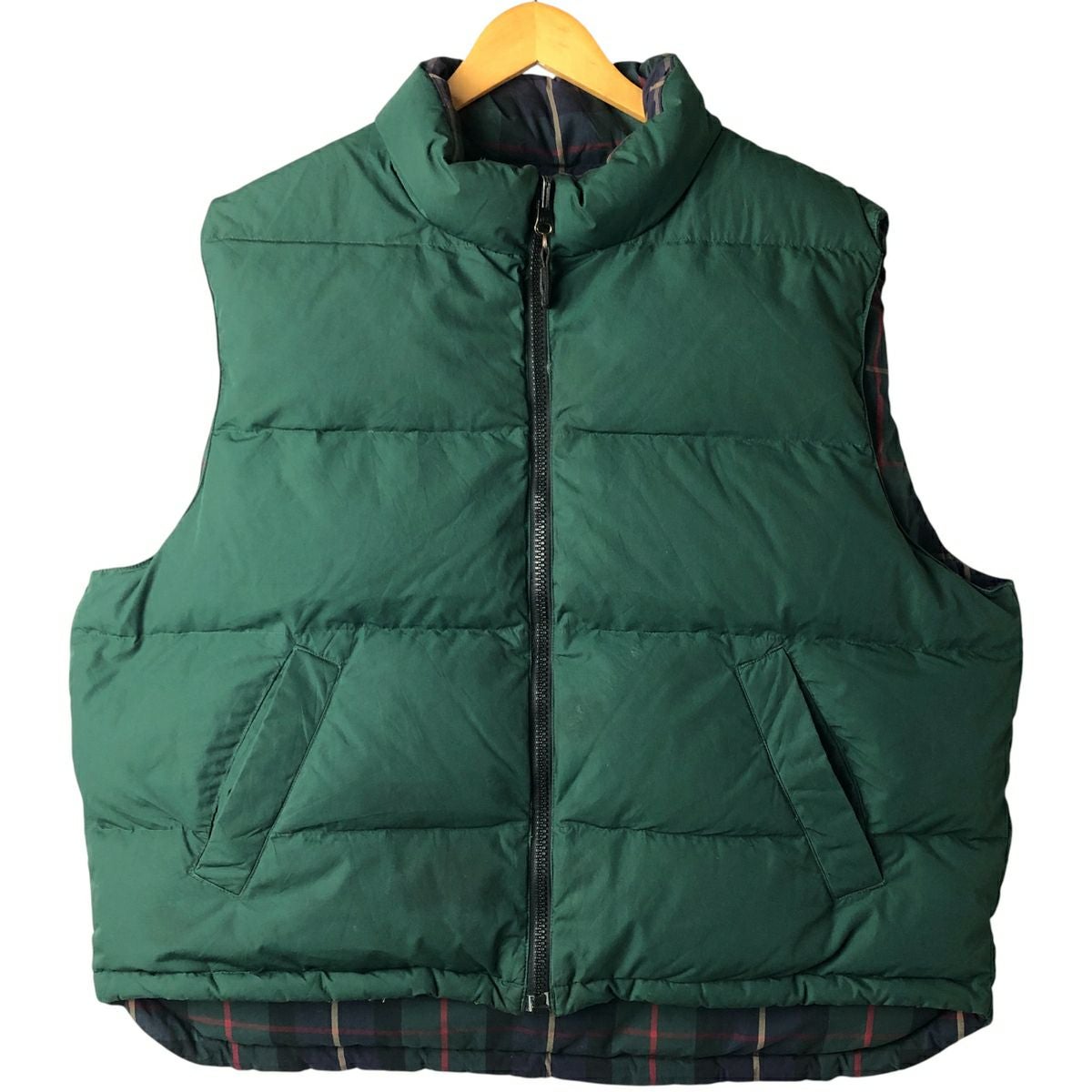 90年代 Eddie Bauer エディーバウアー ダウンベスト クロタグ 緑 古着 90～00年代 エディーバウアー Eddie Bauer チェック柄