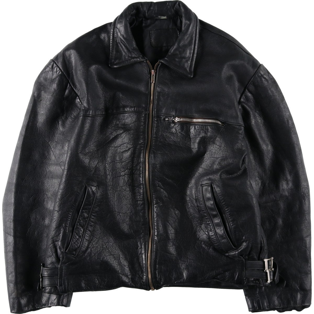 古着 TEX CASUAL スイングトップタイプ レザーブルゾン メンズL相当