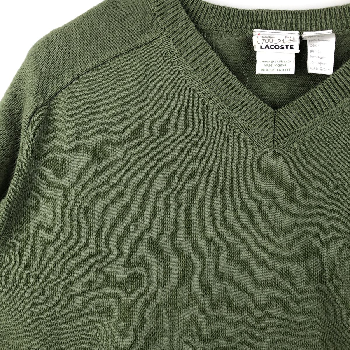 古着 ラコステ LACOSTE Vネック コットンニットセーター 6 メンズXL