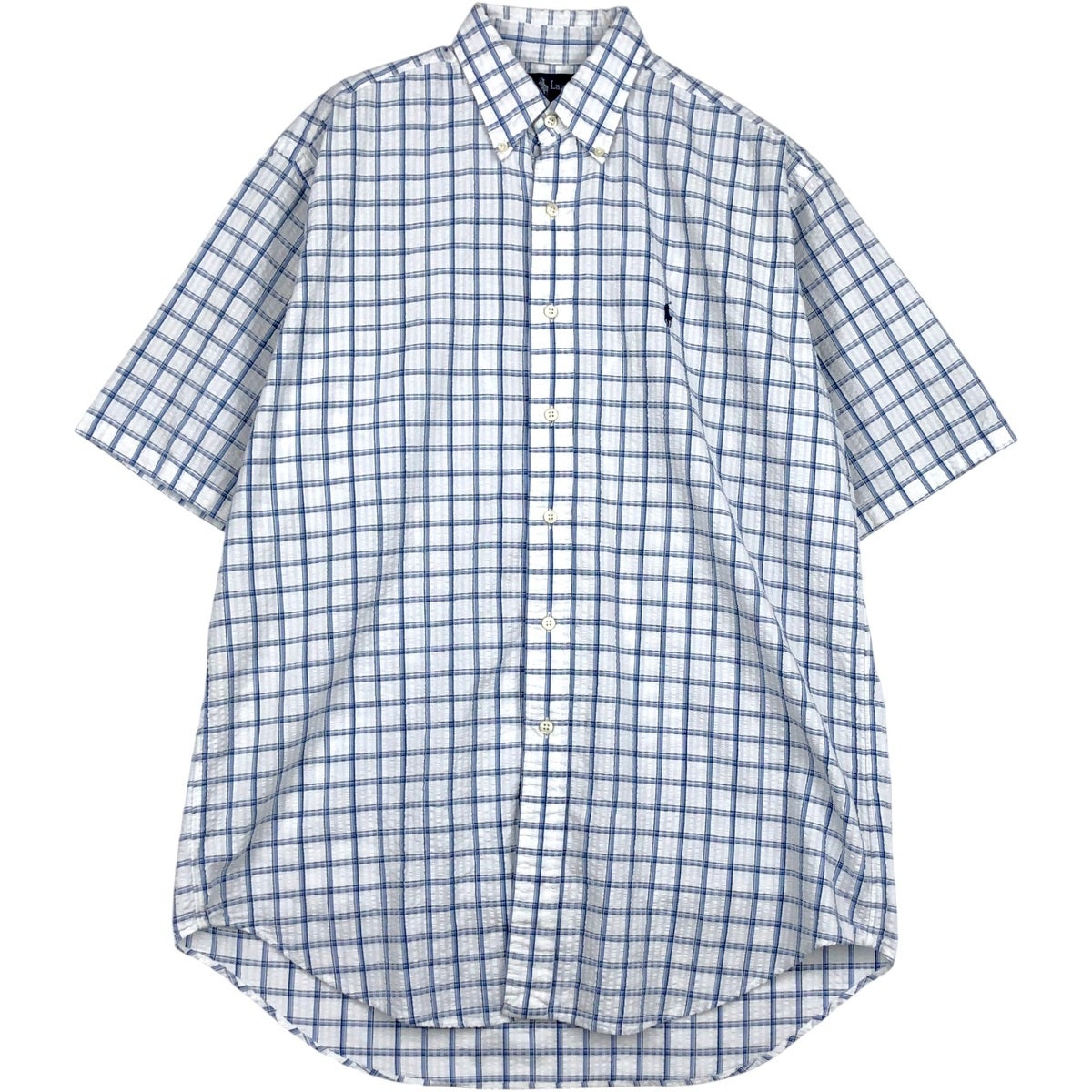 古着 ラルフローレン Ralph Lauren TILDEN シアサッカー 半袖 ボタン