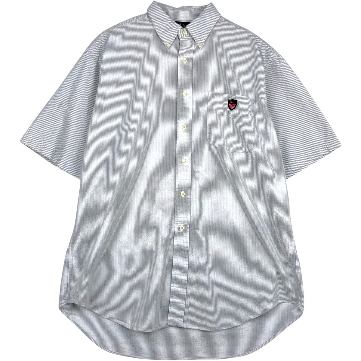古着 ラルフローレン Ralph Lauren TILDEN シアサッカー 半袖 ボタン