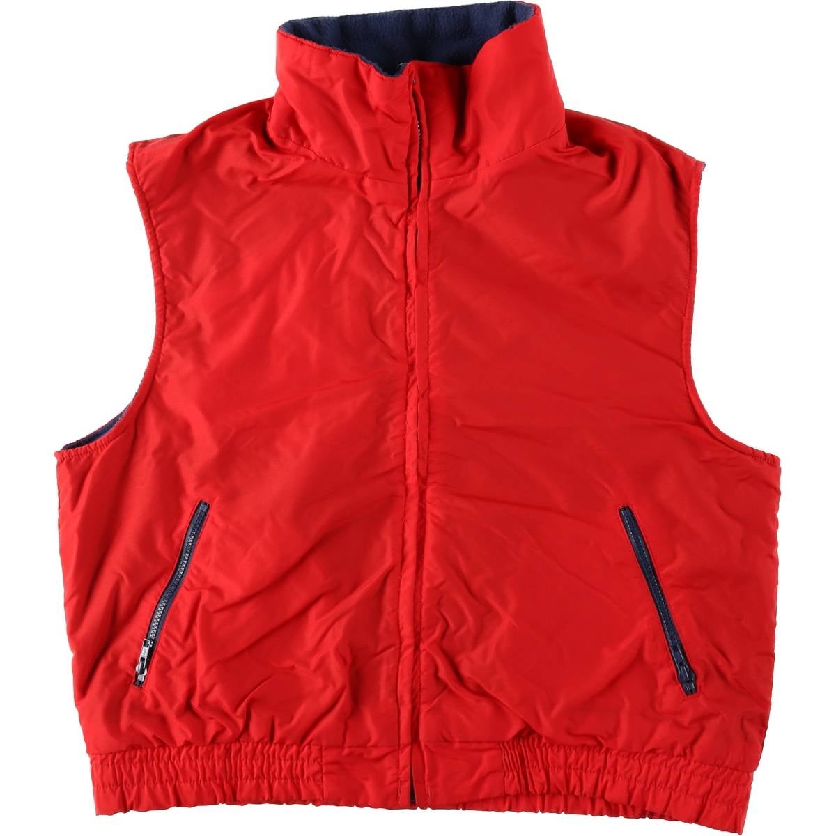 80'S コロンビア Columbia フィッシングベスト レッド メンズ L 古着 80年代 コロンビア Columbia 紺タグ フリース×ナイロンベスト