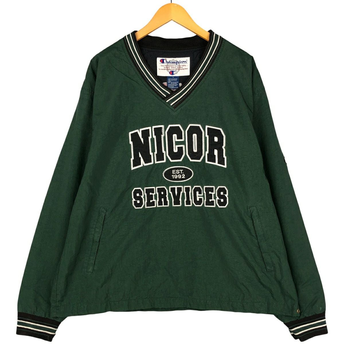 古着 90年代 チャンピオン Champion カレッジ Vネック ナイロンプル