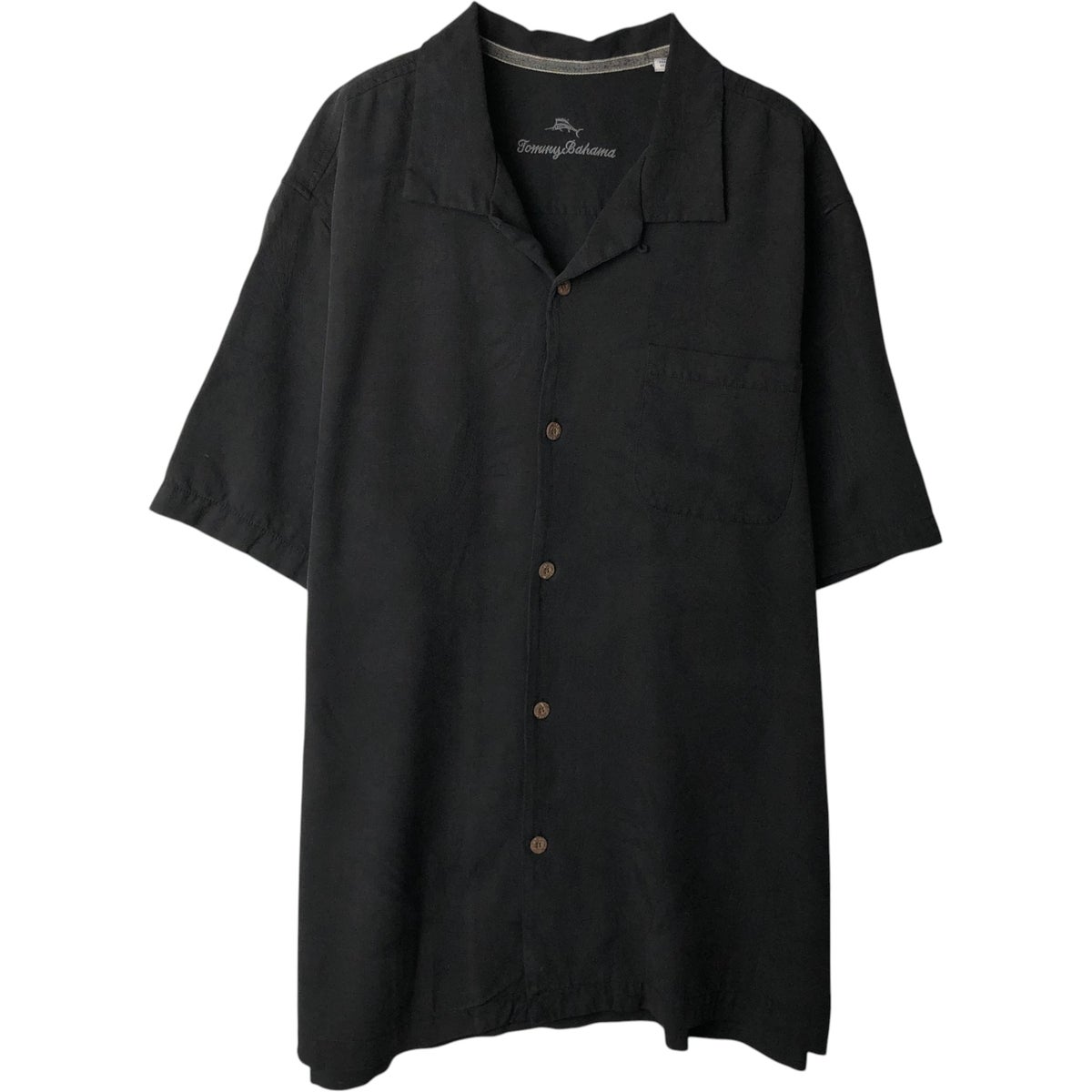 シルク タックス　ラックス 黒 35　30　ワイド　古着　ブラック　トミーバハマ 古着 トミーバハマ TOMMY BAHAMA 半袖 オープンカラー シルクシャツ