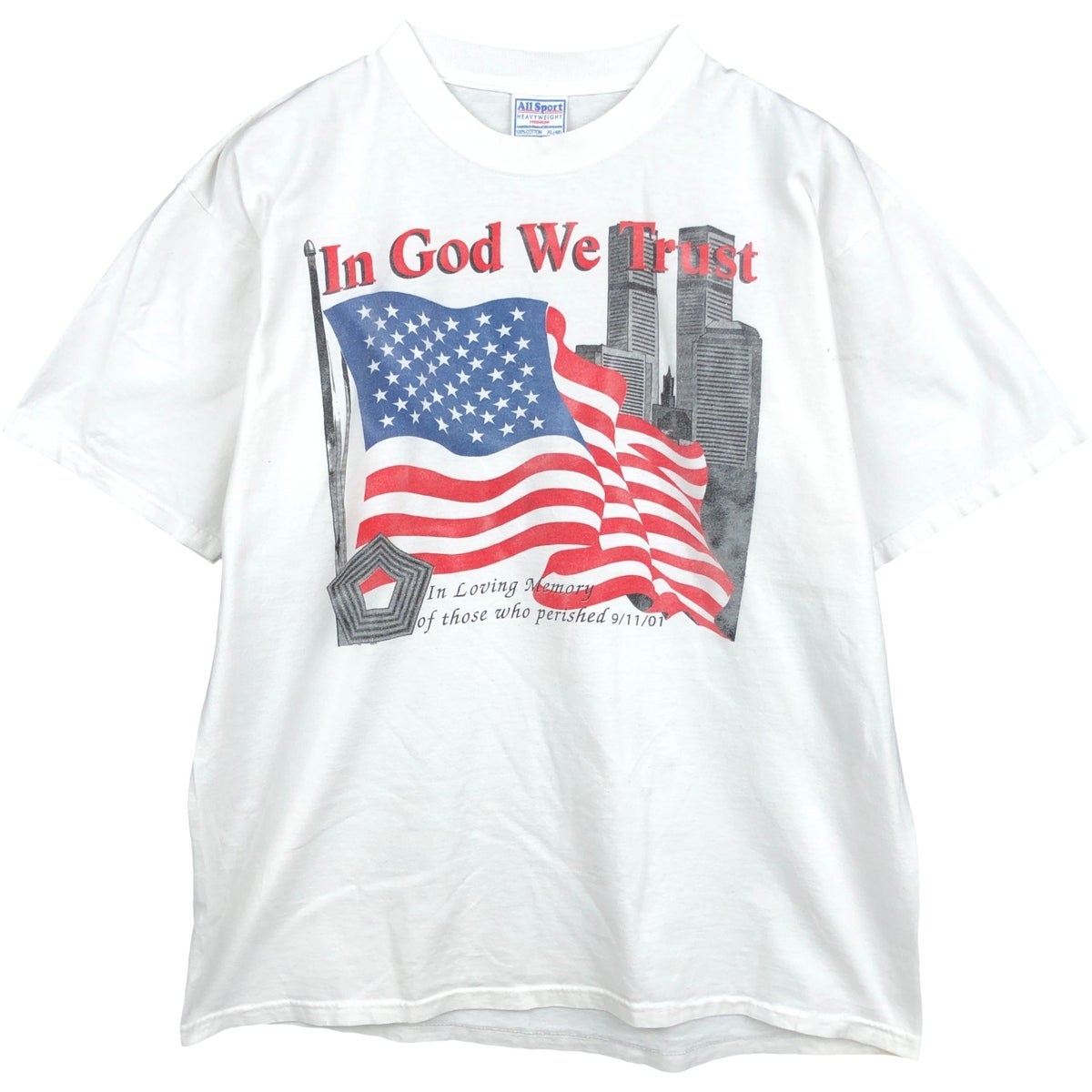 古着 90年代 All Sport 星条旗柄 プリントTシャツ USA製 メンズXL相当