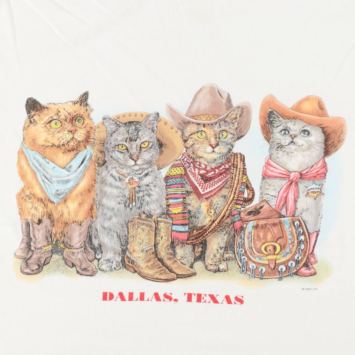 古着 90年代 PRINTS OF TAILS ネコ柄 アニマルTシャツ USA製 メンズXL