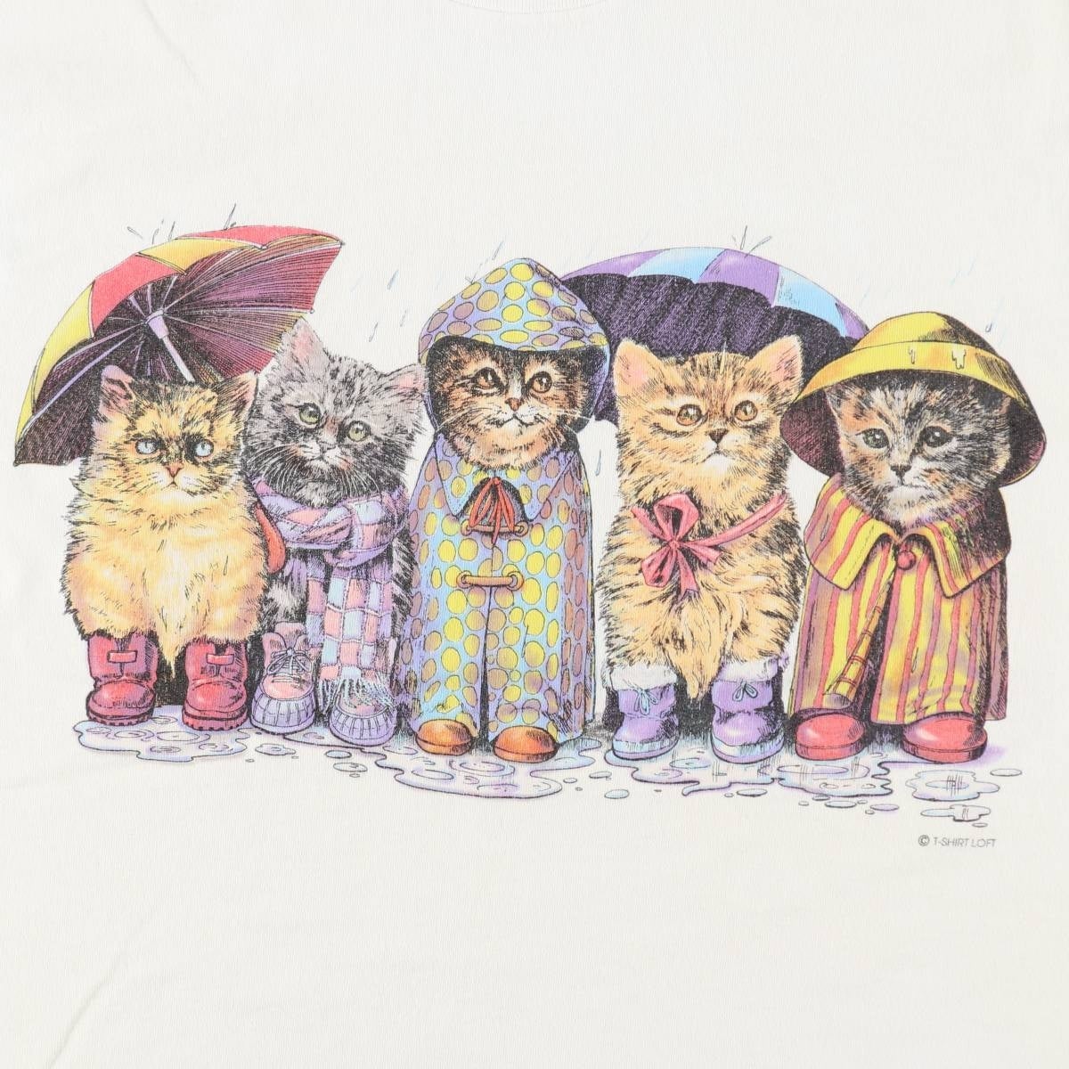 古着 90年代 PRINTS OF TAILS ネコ柄 アニマルTシャツ USA製 メンズM
