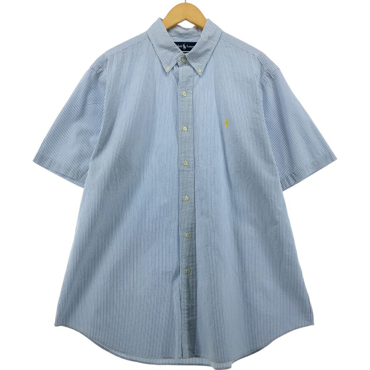 古着 ラルフローレン Ralph Lauren CLASSIC FIT クラシックフィット 総柄 星柄 ボタンダウン半袖 リネンシャツ レディースXL相当 /eaa567019 古着 ラルフローレン Ralph Lauren CLASSIC FIT クラシックフィット 総
