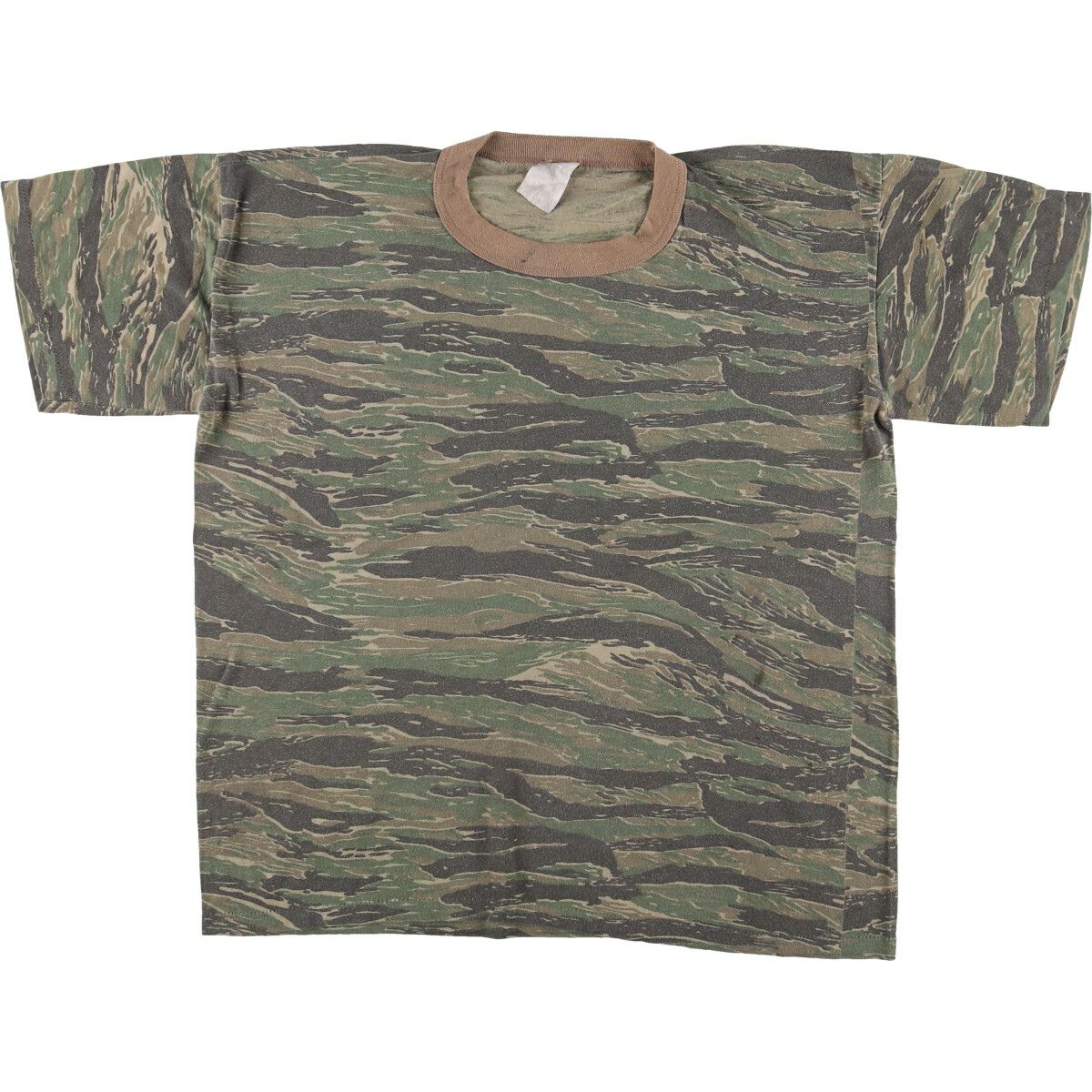 古着 迷彩柄 タイガーストライプカモ 迷彩 Tシャツ メンズL相当