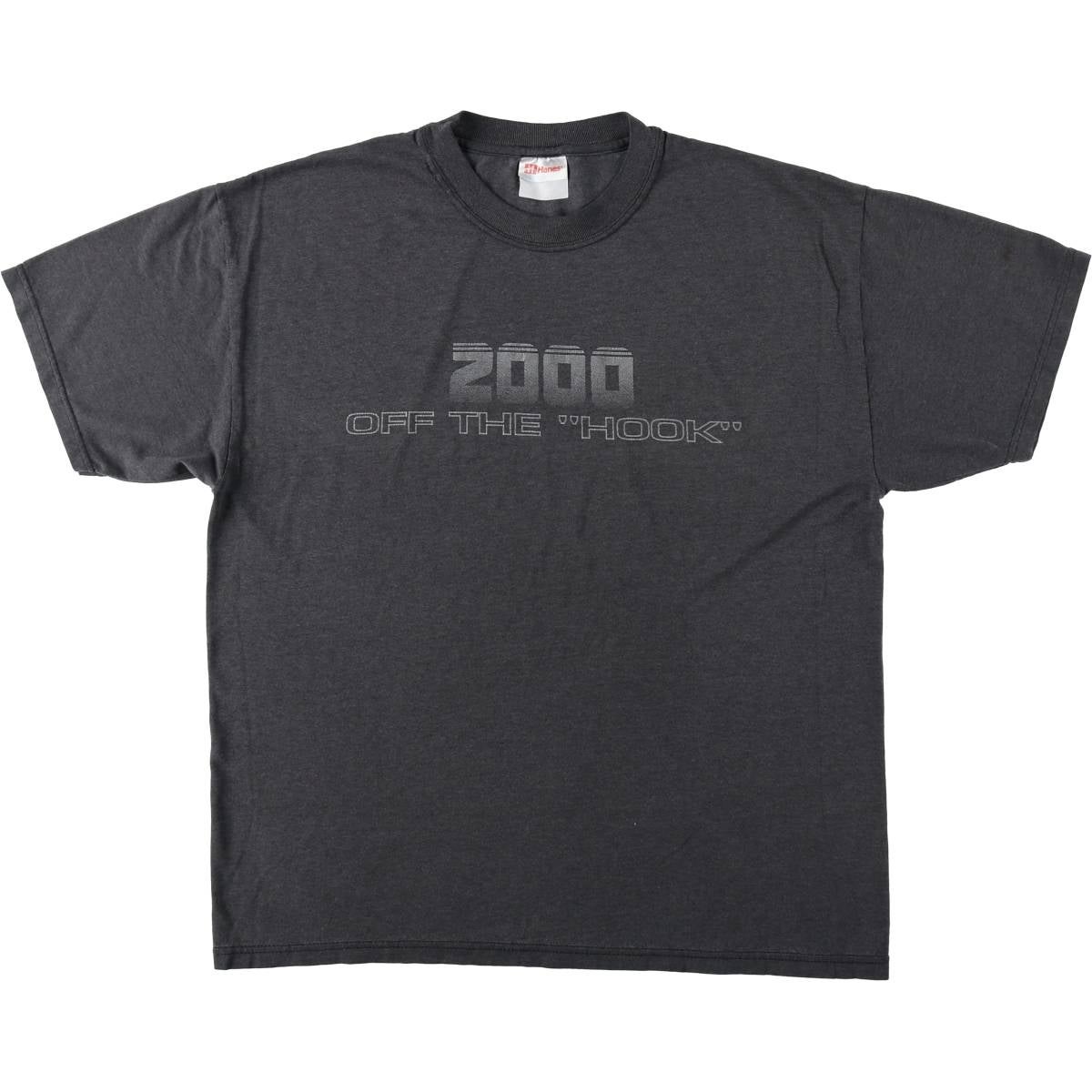 Hanes Heavyweight クロスプリント Tシャツ ブラック L 古着 00年代 ヘインズ Hanes HEAVYWEIGHT 50/50 プリントTシャツ