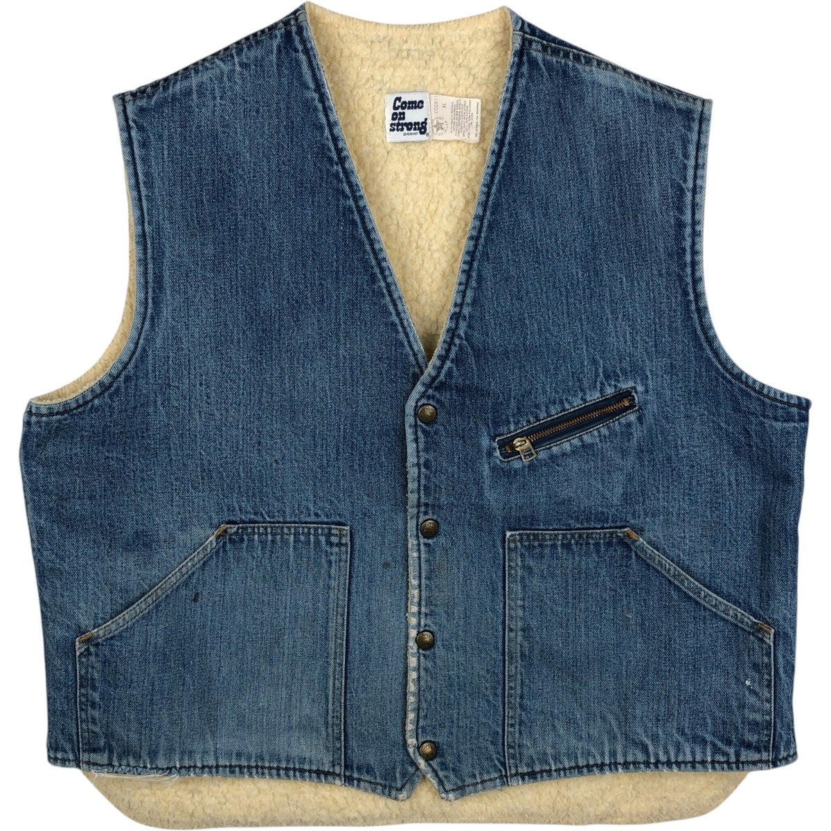 古着 ～80年代 Come on strong デニムボアベスト USA製 メンズXL相当