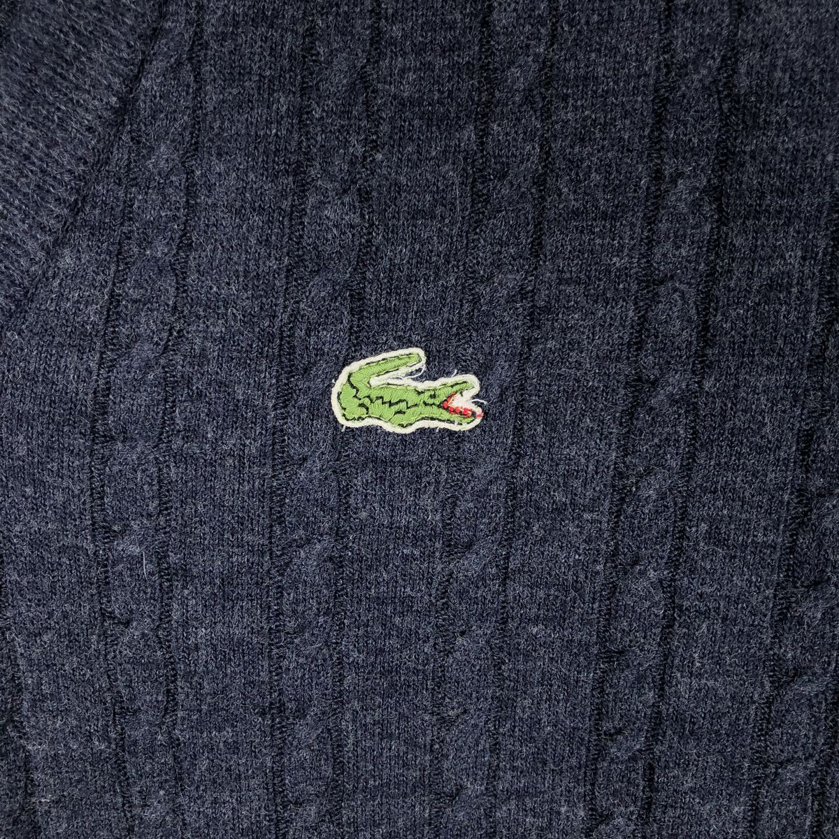 古着 70～80年代 ラコステ LACOSTE IZOD Vネック ニットセーター