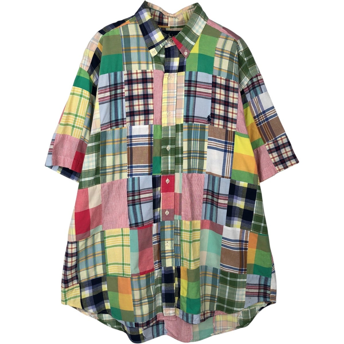 古着 ラルフローレン Ralph Lauren BLAKE パッチワーク 半袖 ボタン