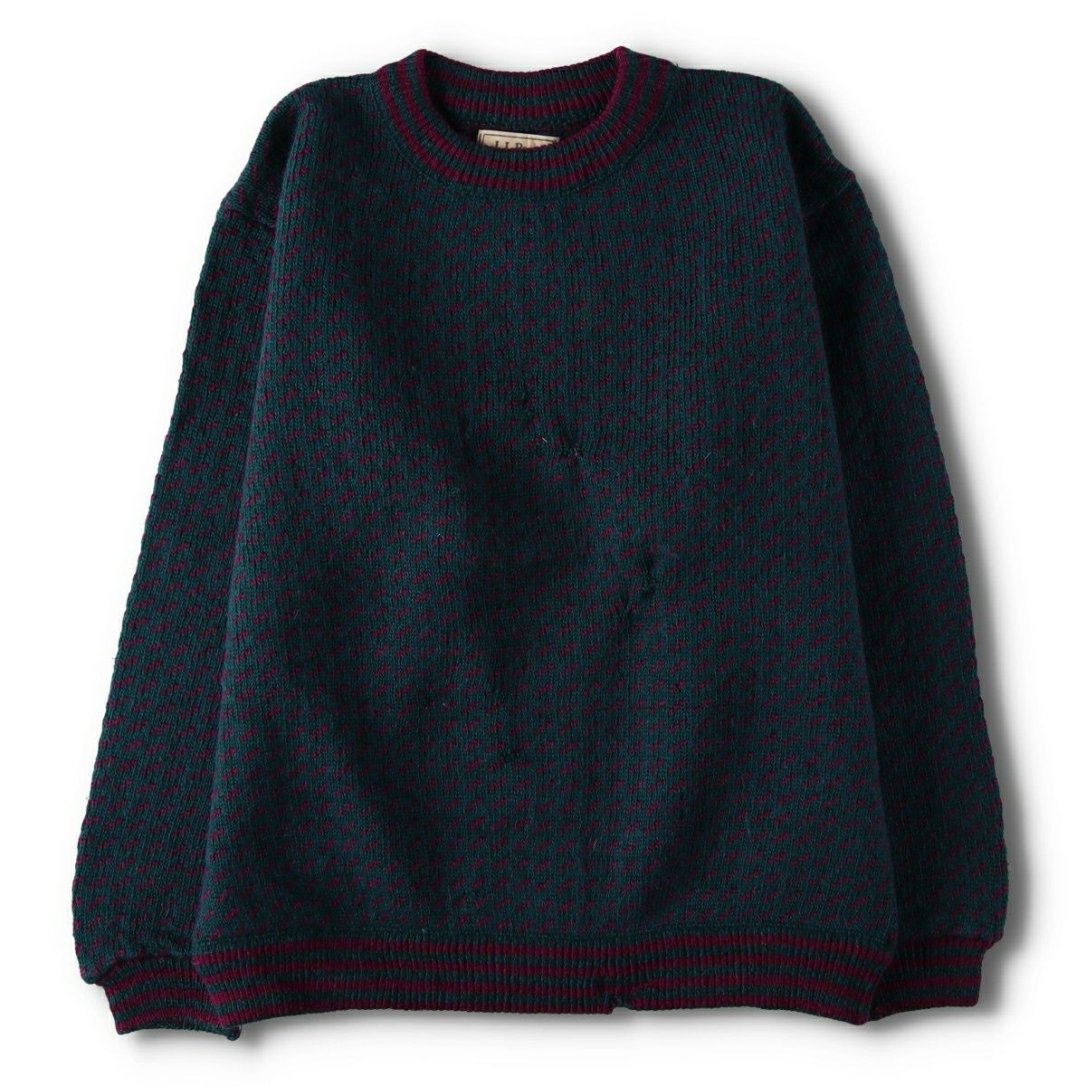 古着 80年代 エルエルビーン L.L.Bean バーズアイ柄 ウールニット