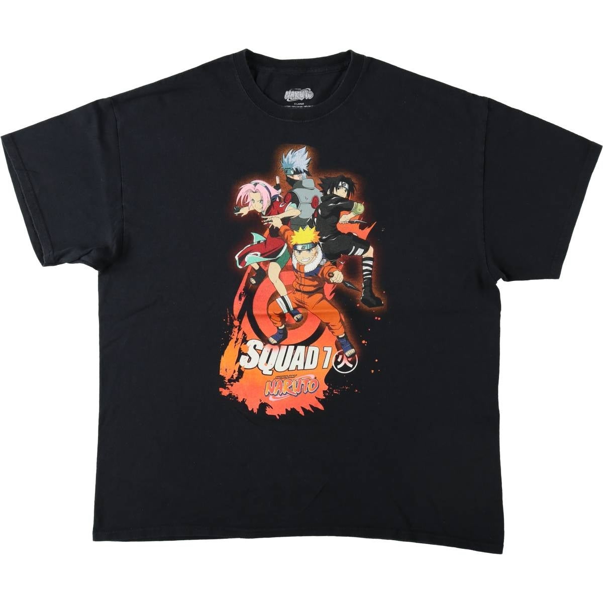 古着 NARUTO ナルト アニメ キャラクタープリントTシャツ メンズXL相当