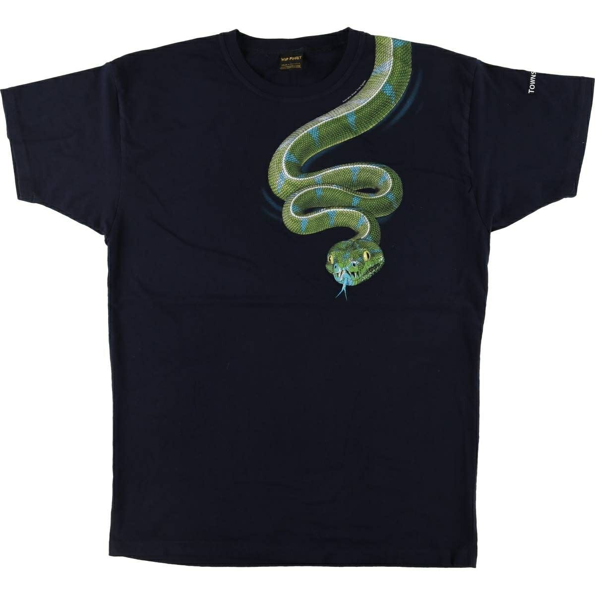 古着 WiLD PLANET 蛇柄 パイソン柄 アニマルTシャツ メンズXXL相当