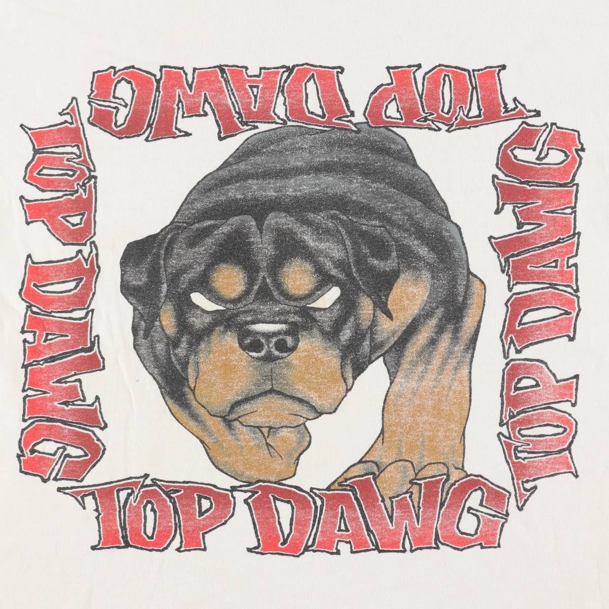 古着 90年代 TOP DAWG 犬柄 アニマルTシャツ USA製 メンズXL相当