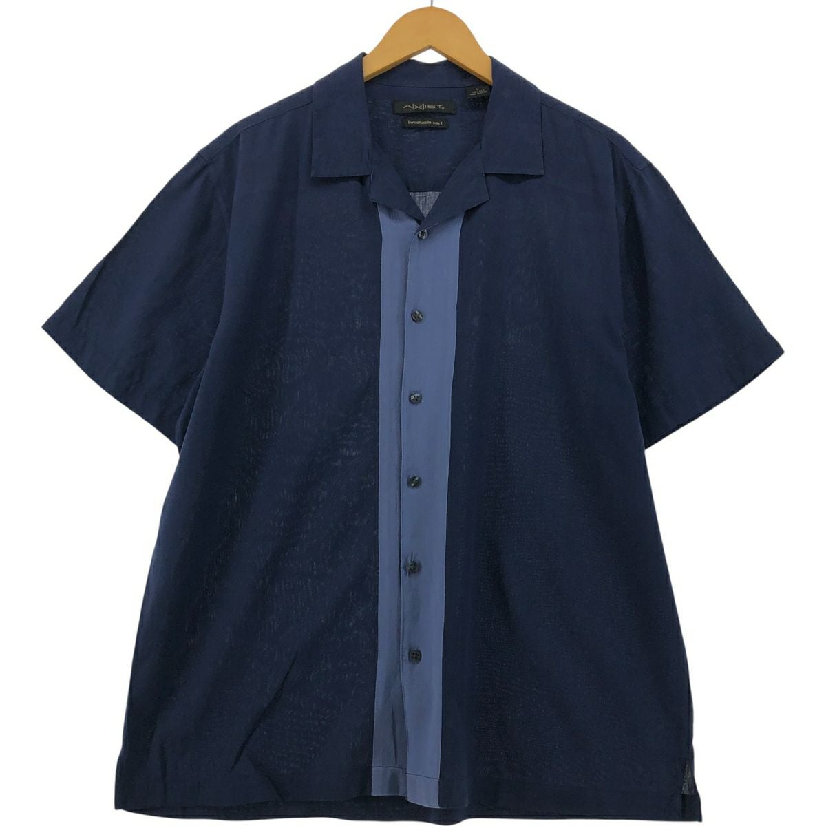 古着 AXIST オープンカラー ツートン 半袖 シルクシャツ ボックス