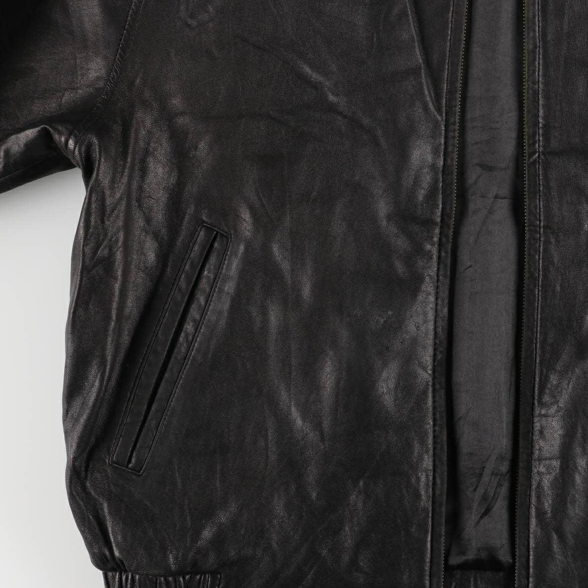 古着 HATHAWAY スイングトップタイプ 中綿入り レザーブルゾン メンズL