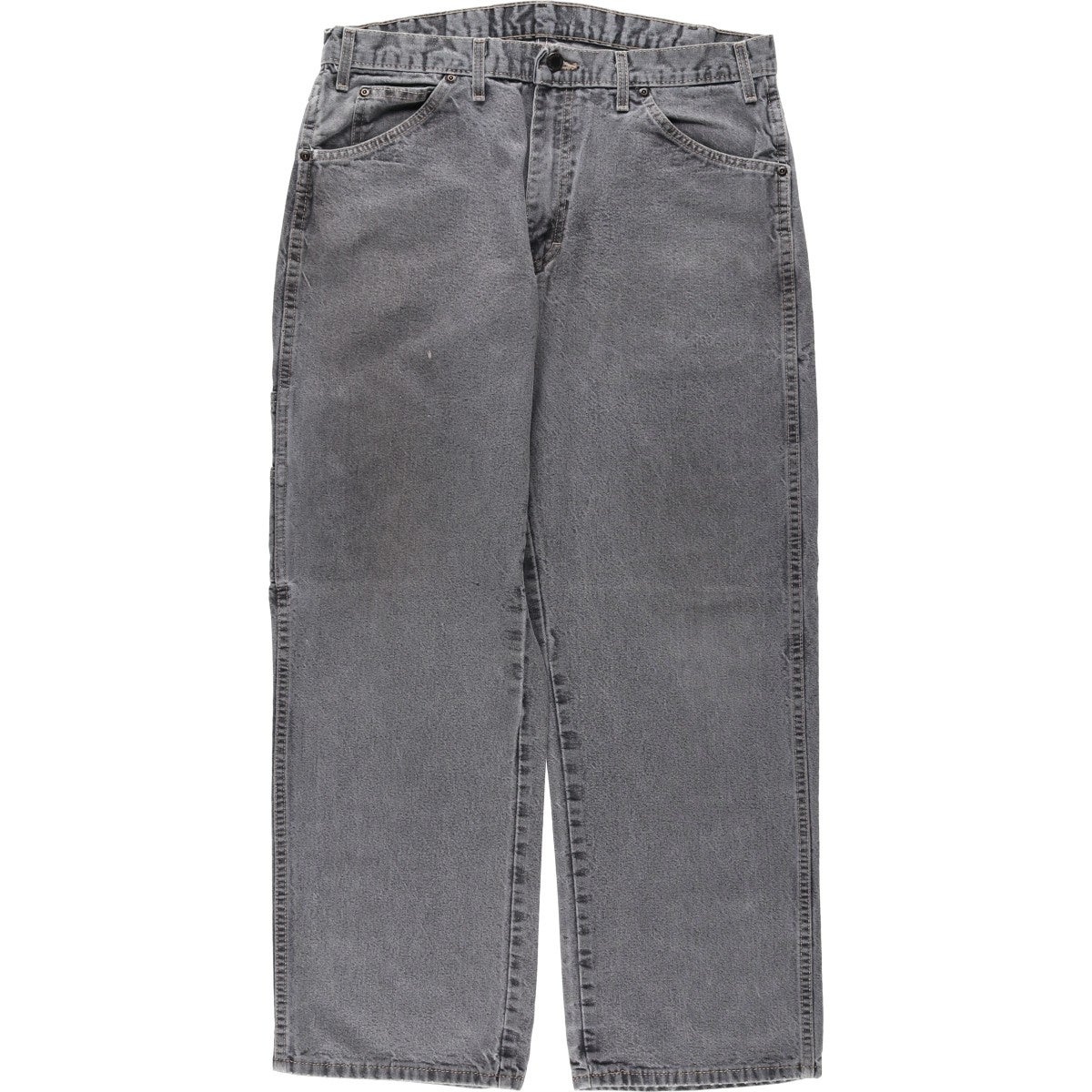 00s ディッキーズ ペインター メキシコ製 グレー ブラック　ボーダー 古着 ディッキーズ Dickies デニムペインターパンツ メンズw33相当