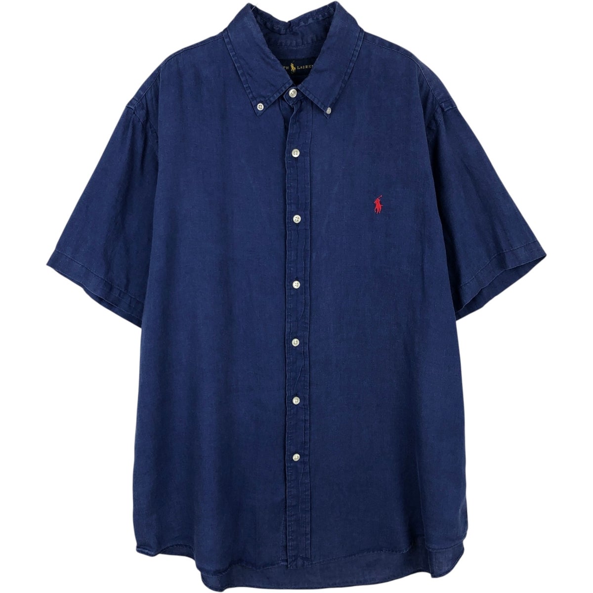 古着 ラルフローレン Ralph Lauren 半袖 リネン ボタンダウンシャツ