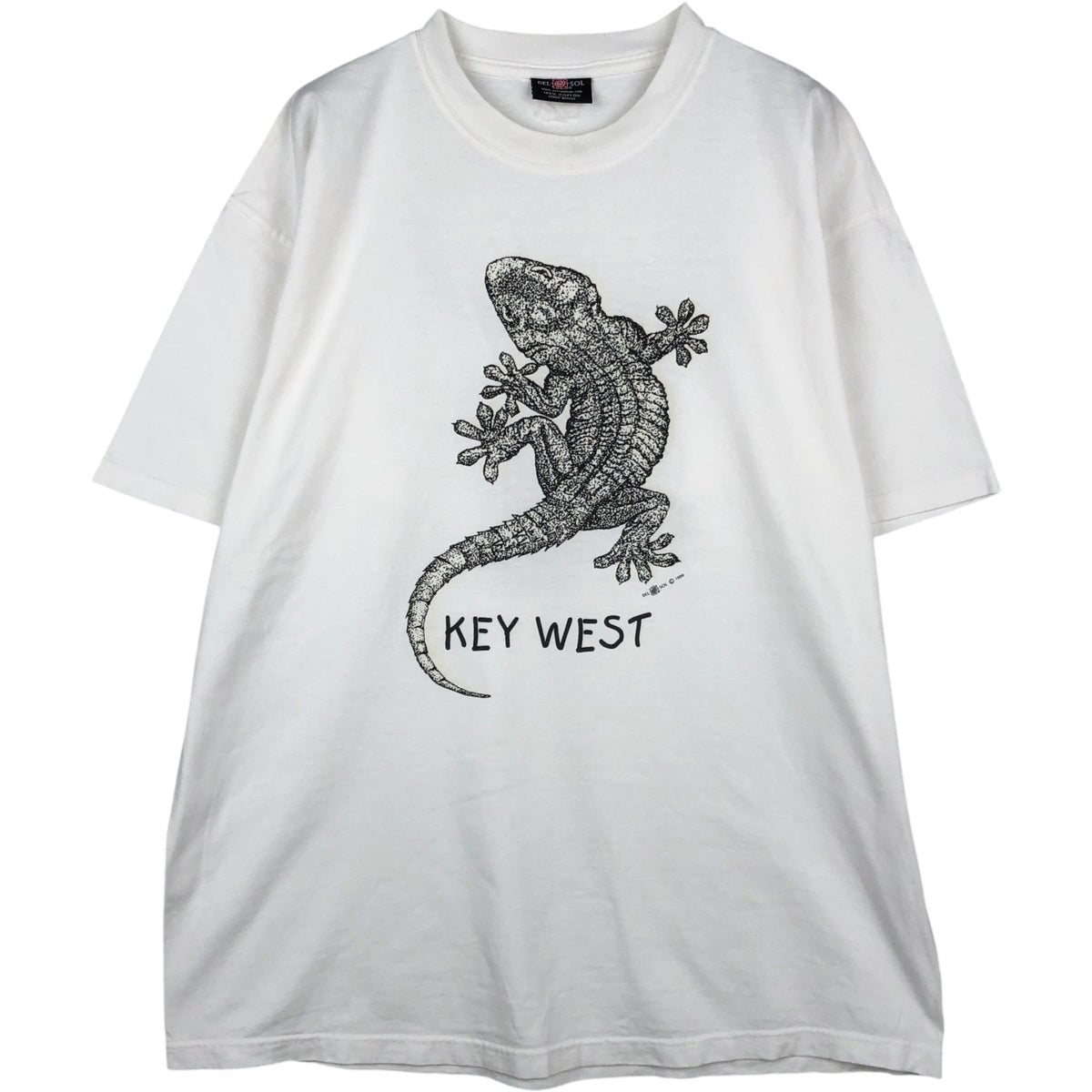 古着 90年代 DEL SO トカゲ柄L アニマルTシャツ メンズXL相当