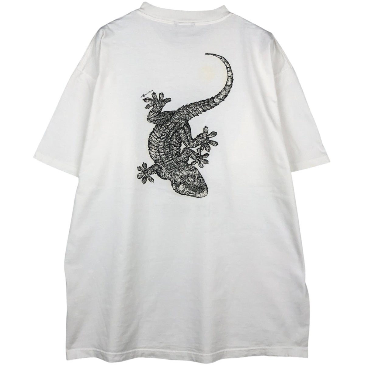 90s ジャパニーズヴィンテージ トカゲ柄 レーヨン オープンカラーシャツ M 古着 90年代 DEL SO トカゲ柄L アニマルTシャツ メンズXL相当
